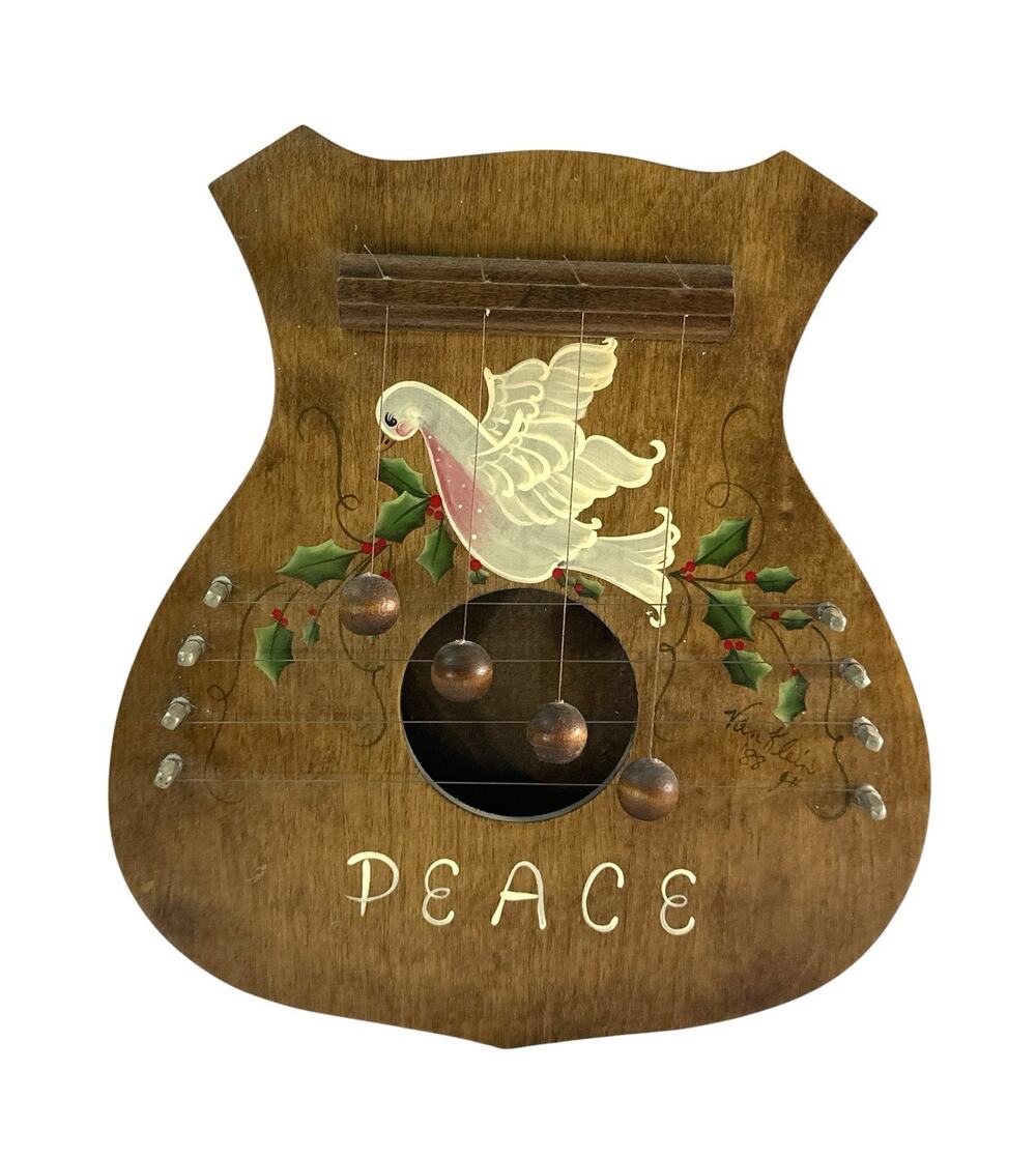 Vintage 1988 VanKlein Door Harp Wall Harp Peace Dove Folk Art Kentucky 10”